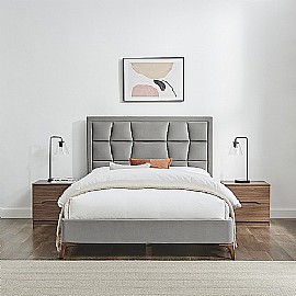 Geometric Patterned Velvet Bedframe - 3 Colours