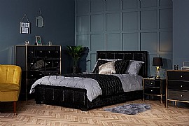 Fenwick Black Glass and Gold Bedroom